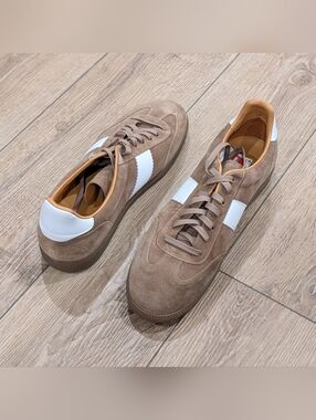 Magnanni Beige Suede Sneakers with White Accents NEW